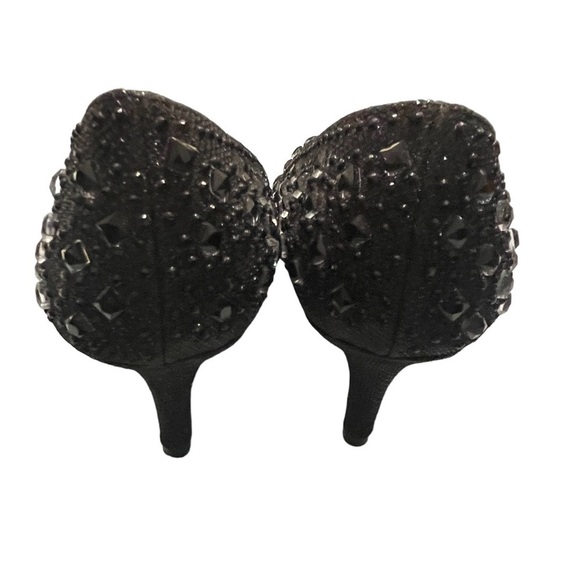 KELLY & KATIE PEEP TOE EMBELLISHED BLACK PUMPS SIZE 7.5 - Picture 7 of 8